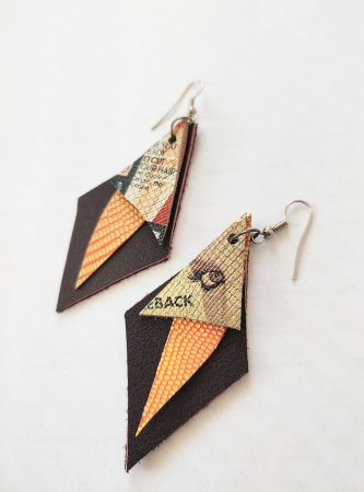 Cercei - Cercei asimetrici unicat,din  piele naturală de efect