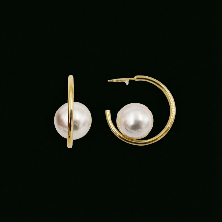 Cercei aurii contemporani, cu perlă centrală [1]