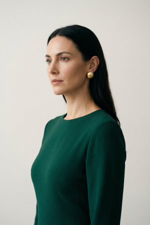 Cercei aurii din metal, rotunzi, cu finisaj satinat [3]