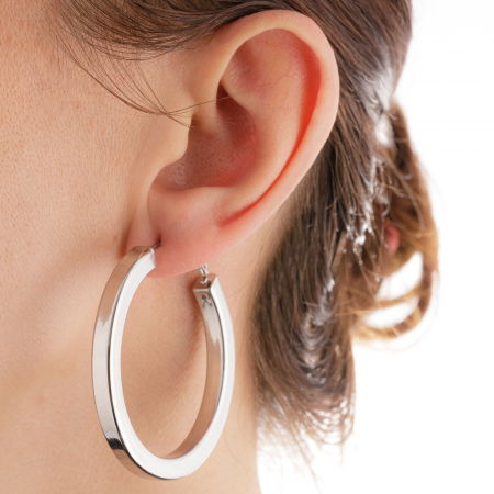 Cercei creole 5 cm cu sectiune patrata din otel inoxidabil argintiu [1]