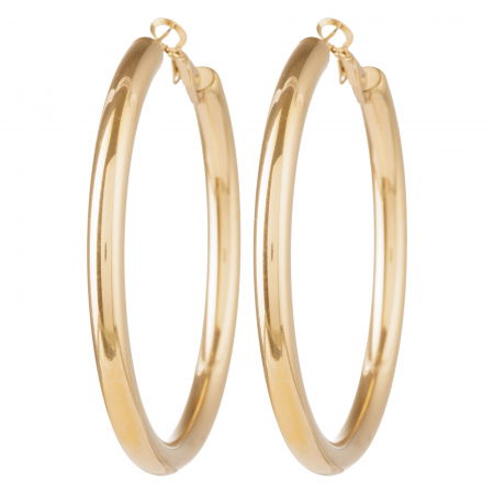 Cercei creole 6 cm cu sectiune rotunda din otel inoxidabil auriu [1]