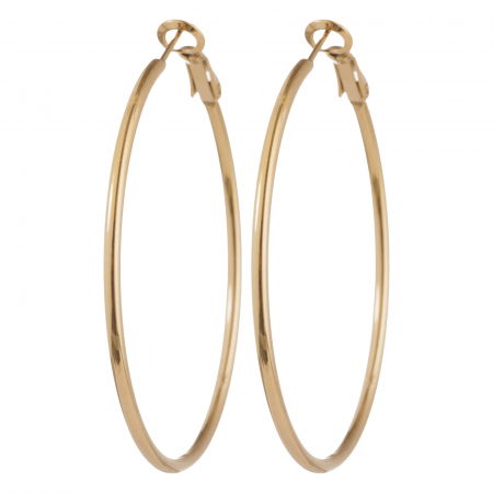 Cercei creole 6 cm cu sectiune subtire rotunda din otel inoxidabil auriu [2]