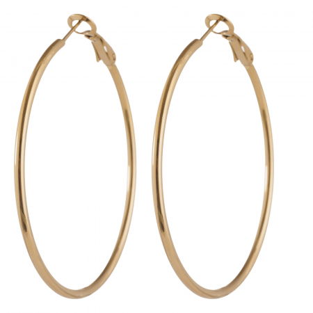 Cercei creole 6 cm cu sectiune subtire rotunda din otel inoxidabil auriu [1]