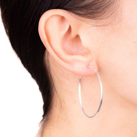 Cercei Creole din argint 925, cu sectiune rotunda si diametru de 4 cm [1]