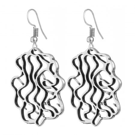 Cercei din ZAMAC cu forma de apa curgatoare stilizata [1]