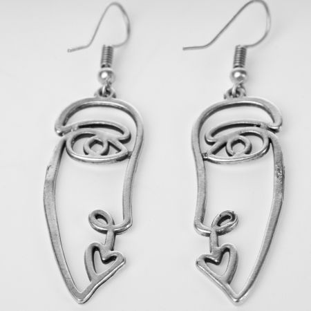 Cercei - Cercei din zamac cu forma de profil uman stil Picasso
