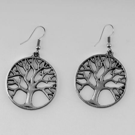 BIJUTERII - Cercei din zamac cu Pomul Vietii
