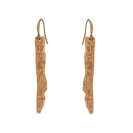 Cercei din ZAMAC placat cu aur cu forma de bara cu striatii, auriu mat [2]