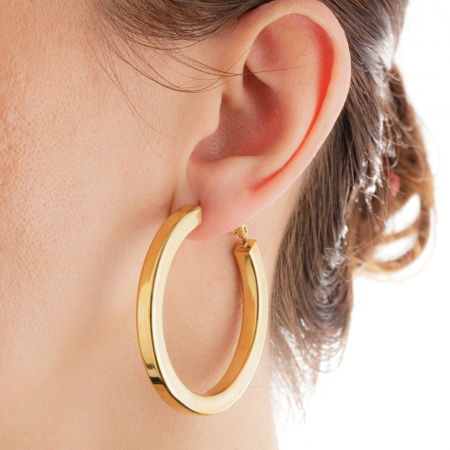 Cercei creole 4 cm cu sectiune patrata din otel inoxidabil auriu [1]