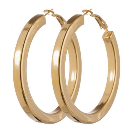 Cercei creole 4 cm cu sectiune patrata din otel inoxidabil auriu [2]