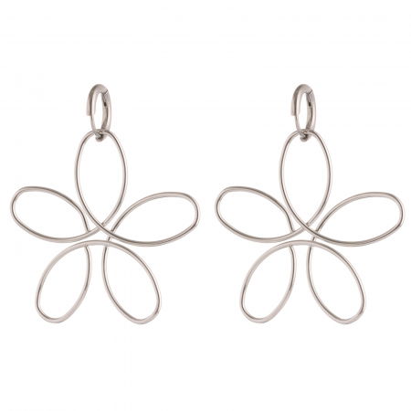 Cercei in forma de floare din otel inoxidabil argintiu [2]