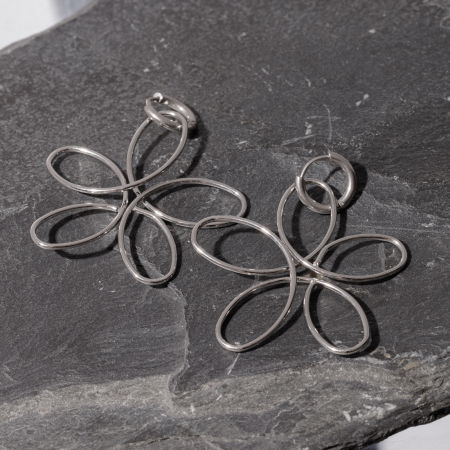 Cercei - Cercei in forma de floare din otel inoxidabil argintiu