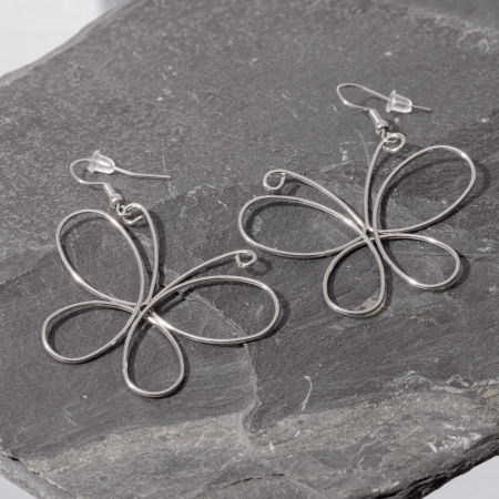 Cercei - Cercei in forma de fluture din otel inoxidabil argintiu