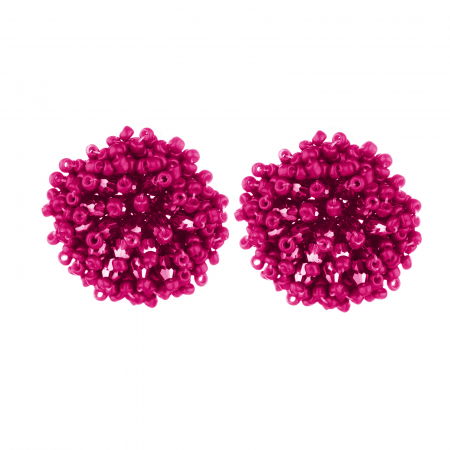 Cercei - Cercei in forma de papadie cu pietricele mici fucsia
