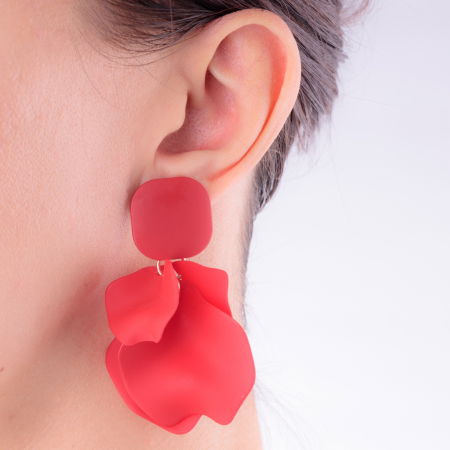 Cercei rosii cu patru petale mari si mici [2]