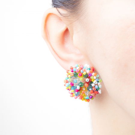 Cercei in forma de papadie cu pietricele mici in culori vibrante [2]