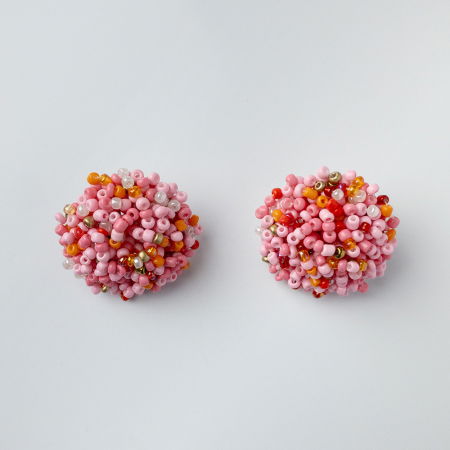 Cercei - Cercei in forma de papadie cu pietricele mici roz, rosii si portocalii