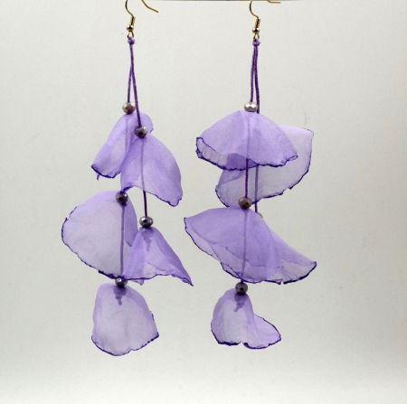 Cercei lungi boemi cu maci stilizati negri lila - Copie [1]