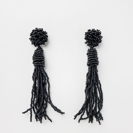 Cercei - Cercei lungi in forma de ciucure cu margelute negre