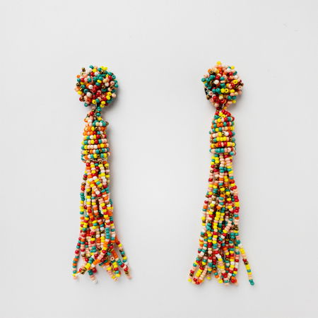 Cercei - Cercei lungi in forma de ciucure cu margelute multicolore