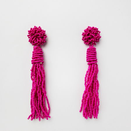 Cercei - Cercei lungi in forma de ciucure cu margelute fucsia