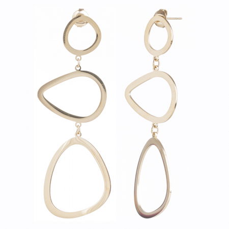 Cercei lungi metalici, aurii cu trei cercuri inegale [2]