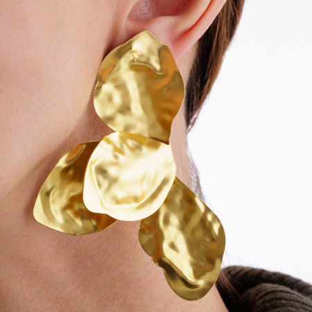 Cercei spectaculosi metalici, aurii cu patru petale [1]