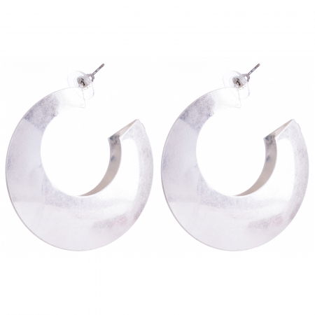 Cercei metalici argintii antichizati cu forma rotunda inegala [2]