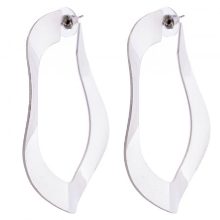 Cercei metalici argintii creole ondulate [2]