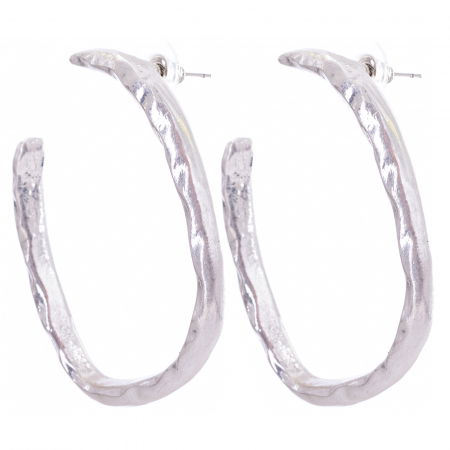 Cercei metalici argintii cu forma rotunda neregulata [2]