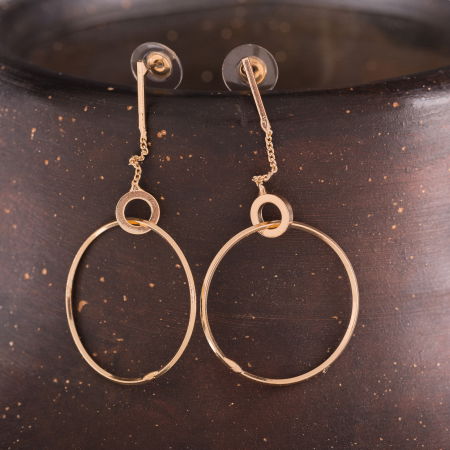 Cercei - Cercei metalici aurii cu lant si cerc mare