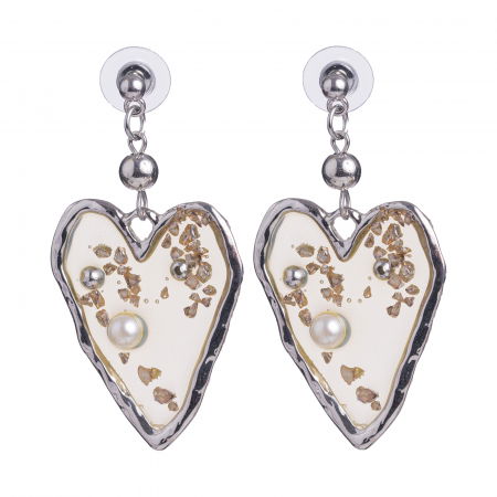 Cercei metalici argintii inima cu insertii si perla [1]