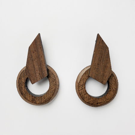 Cercei - Cercei din lemn natural, cerc si forma neregulata