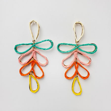 Cercei - Cercei lungi si flexibili din metal auriu si celuloza, in nuante multicolore