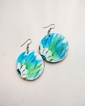 Bijuterii Noutați - Cercei Deep Ocean din piele naturală, pictați manual