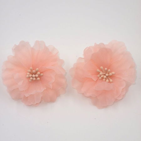 Cercei statement floare din voal roz [1]
