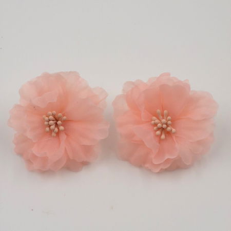 Cercei - Cercei statement floare din voal roz