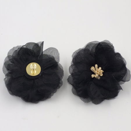 Cercei statement floare din voal negru [2]