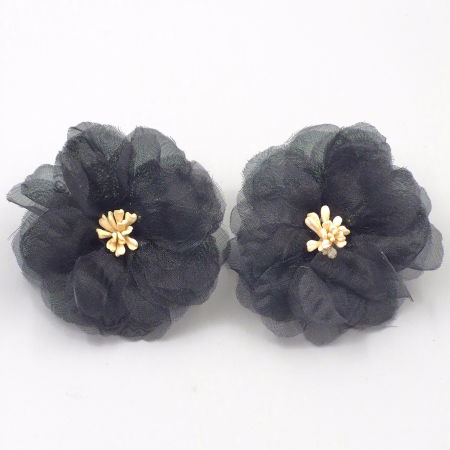 Cercei statement floare din voal negru [1]