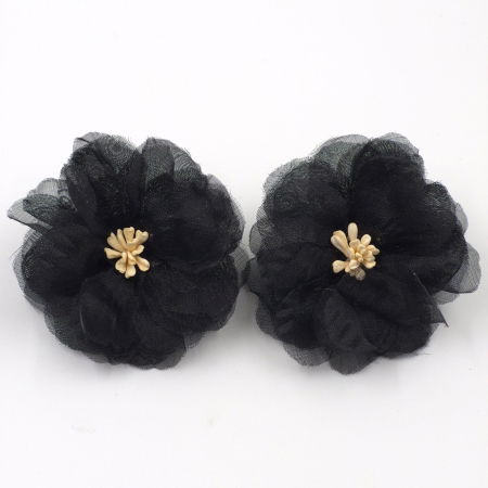 Cercei - Cercei statement floare din voal negru