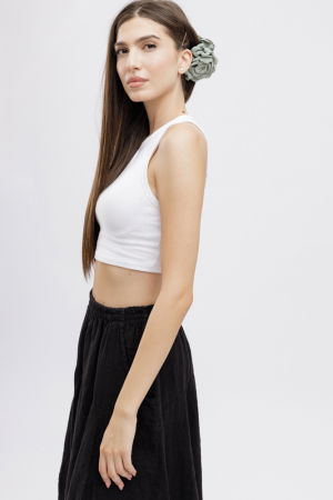 Clama medie cu flori textile, kaki [2]