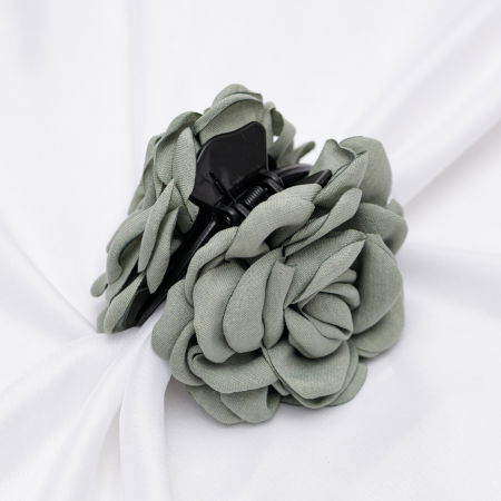 PLAJĂ SI VACANȚĂ - Clama medie cu flori textile, kaki