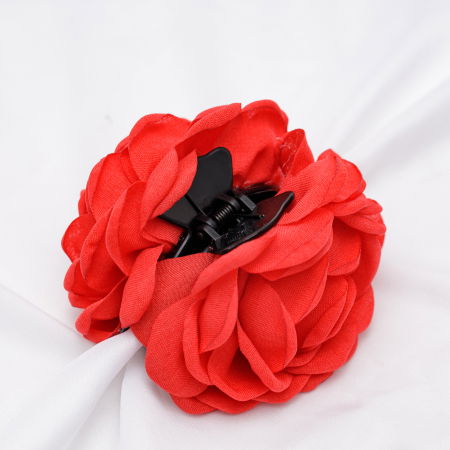 PLAJĂ SI VACANȚĂ - Clama medie cu flori textile, rosie