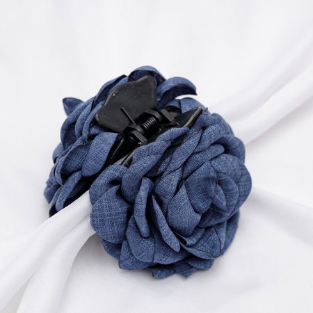 PLAJĂ SI VACANȚĂ - Clama medie cu flori textile, bleumarin