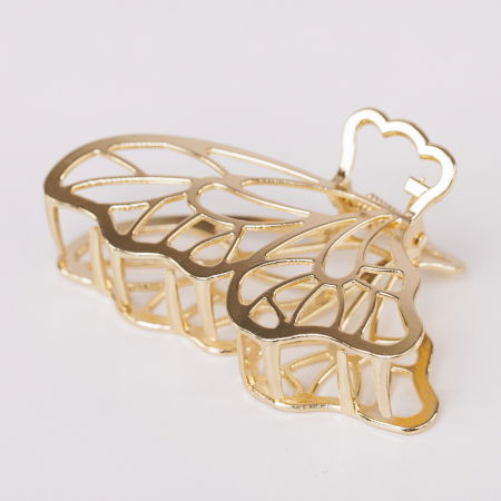 Accesorii Păr - Clama medie metalica cu forma de fluture auriu