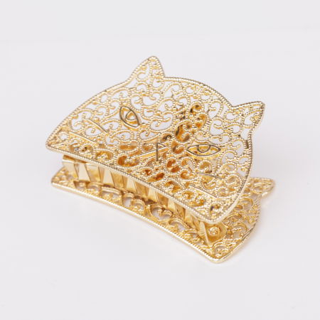 PLAJĂ SI VACANȚĂ - Clama medie metalica cu forma de pisicuta aurie