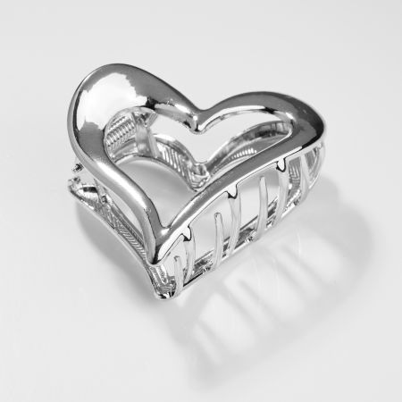 PLAJĂ SI VACANȚĂ - Clama par metalica in forma de inima, argintie