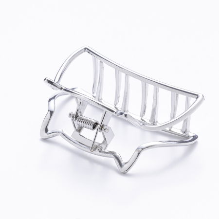 Cleste par metalic argintiu cu forma stilizata de pisica [1]