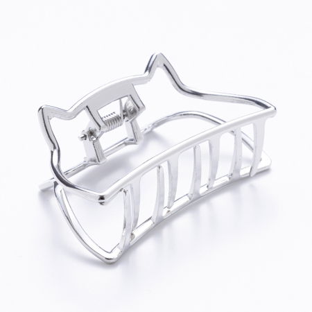 PLAJĂ SI VACANȚĂ - Cleste par metalic argintiu cu forma stilizata de pisica