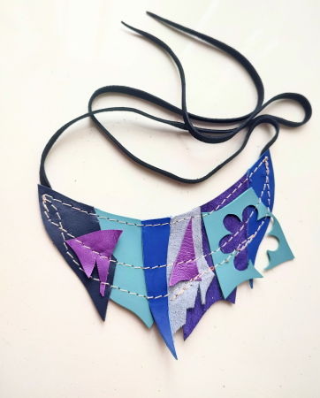 NOUTATI - Colier asimetric, din mix de  piele naturală